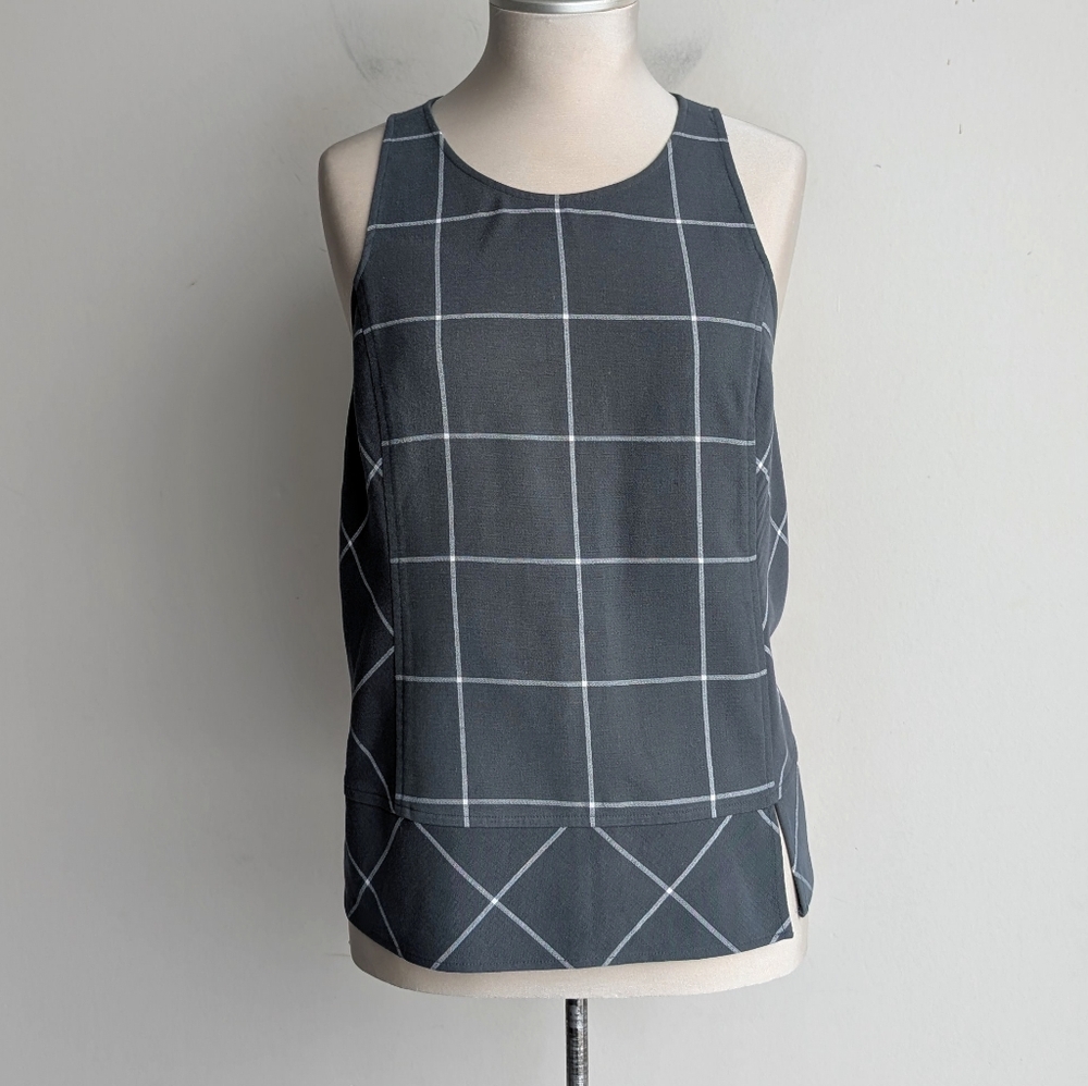 1. State Gray Checkered Sleeveless Top